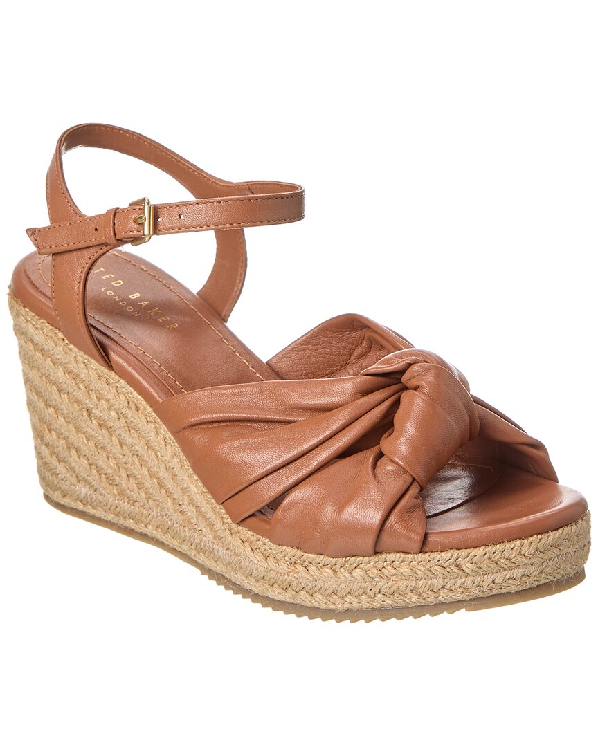 Shop Ted Baker Taymin Leather Wedge Sandal In Brown