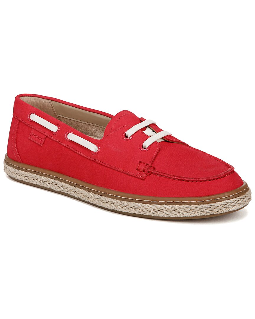 Vionic Bay Leather Boat In Red