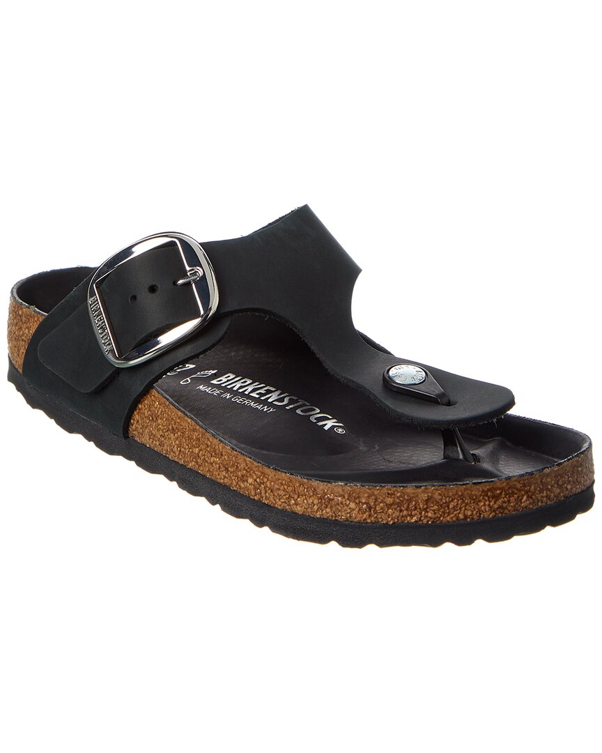 Birkenstock Gizeh Big Buckle Oiled Leather Sandal In Black