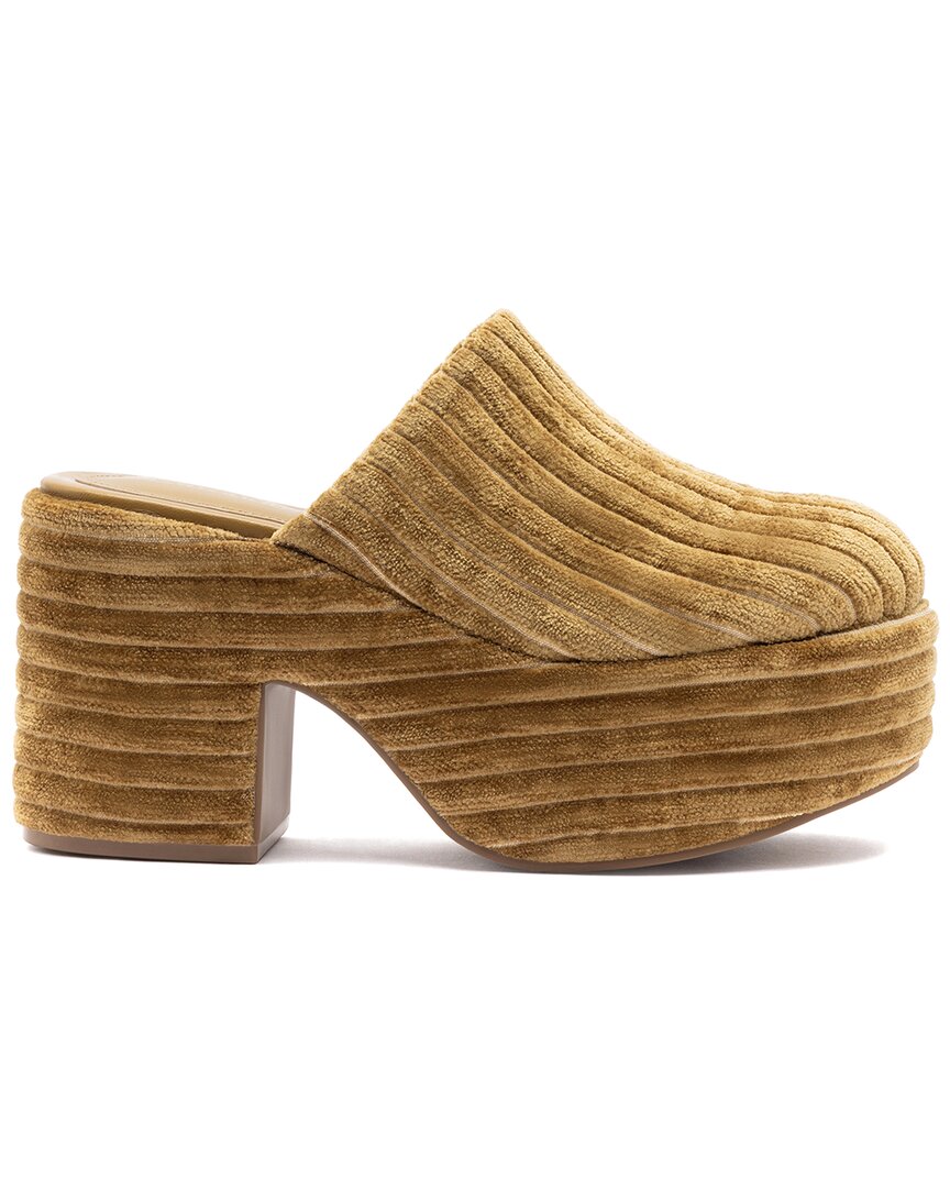 Larroude Miso Velvet Platform Clog In Beige