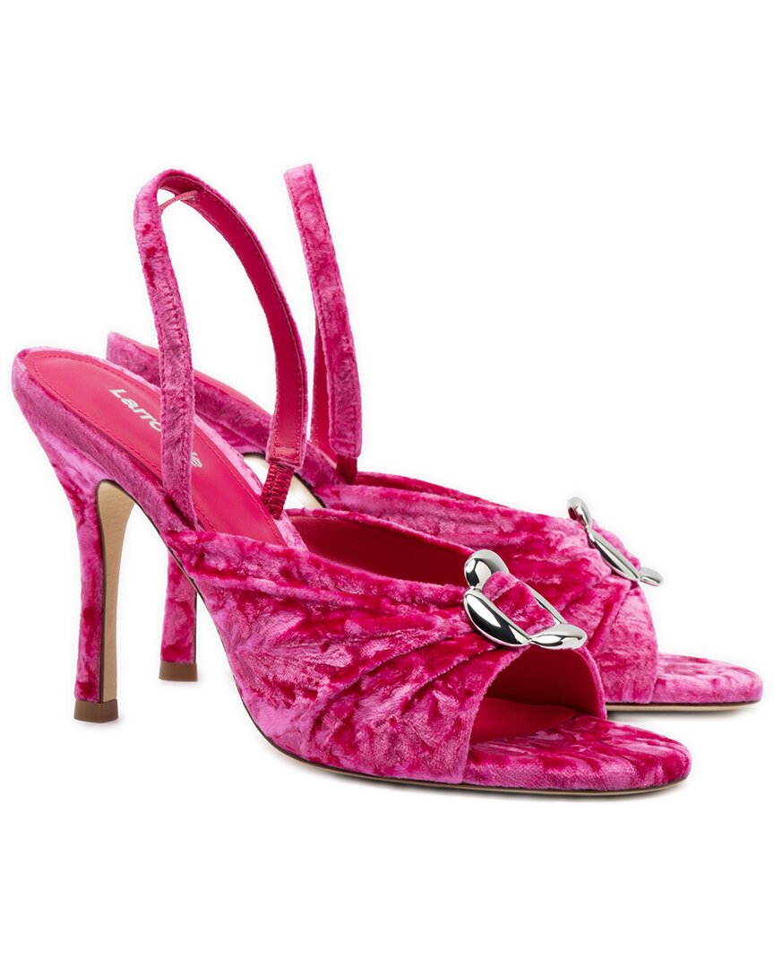 Larroude Mayfair Velvet Buckle Slingback Sandals In Pink
