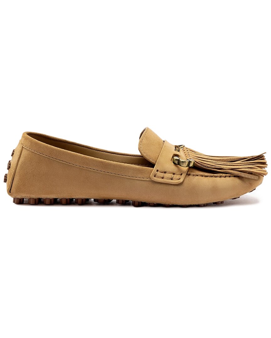 Larroude Larroudé Joy Leather Moccasin In Sand