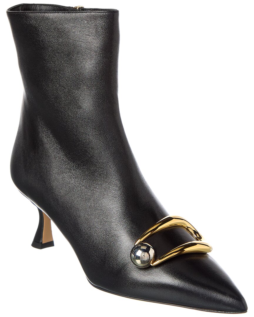 Alexandre Birman Harper 85 Leather Bootie In Black