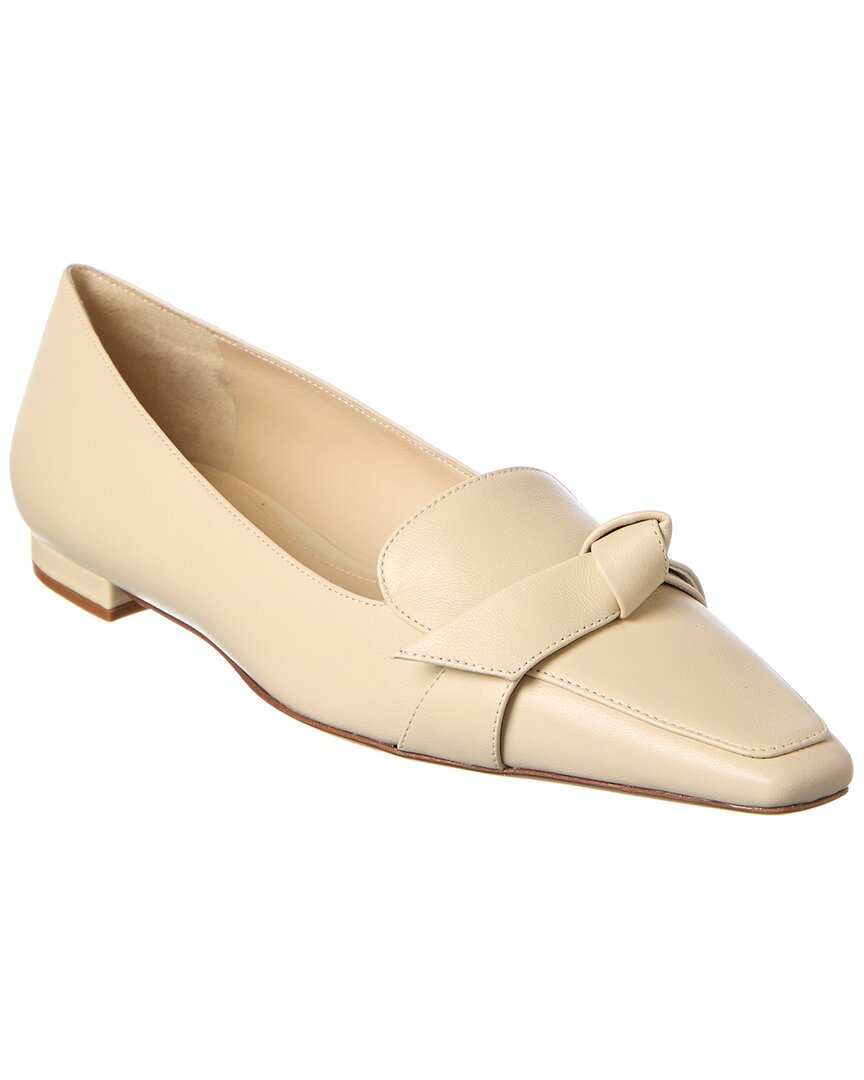 Alexandre Birman Clarita Square Leather Loafer In White