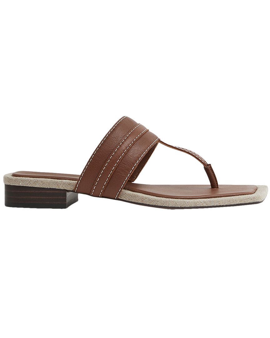 Reiss Tan Leather Strap Thong Sandals In Sand