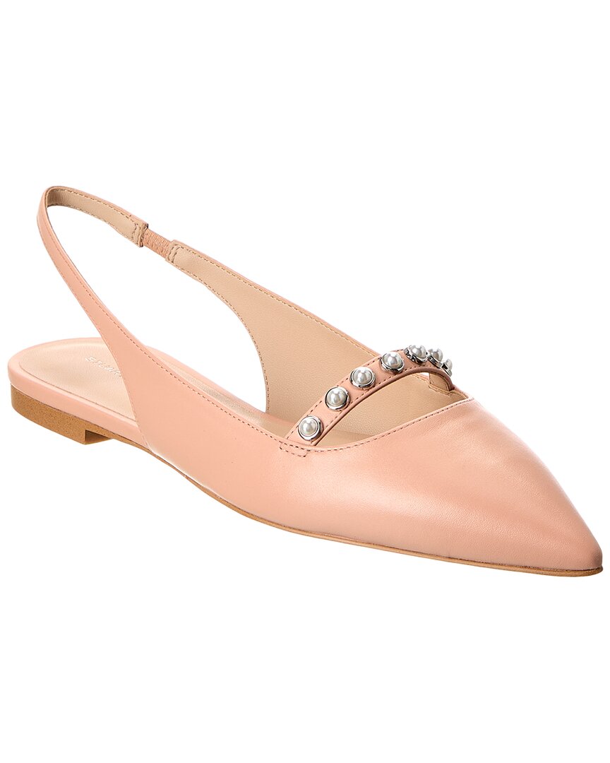 Stuart Weitzman Pearl Leather Slingback Flat In Pink