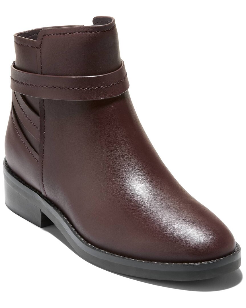 Cole Haan Rosalyn Waterproof Ankle Strap Leather Boot In Burgundy