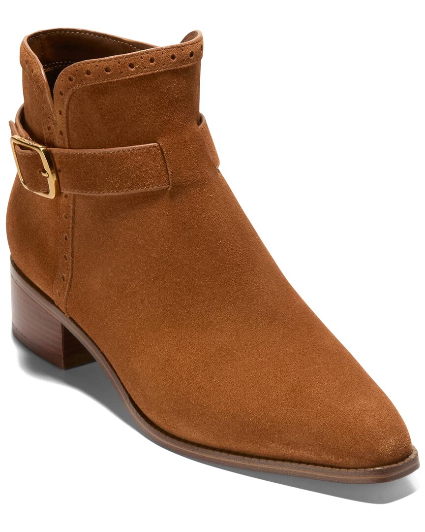 Cole Haan Norella Buckle Suede Boot In Brown