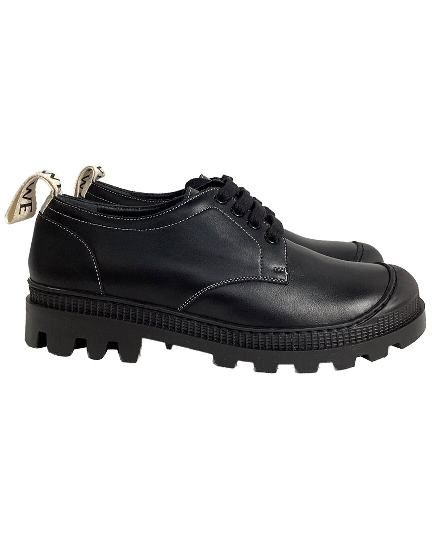 Loewe Women's Leather Logo Heel Tab Lace-up Derby (authentic Pre-loved) In Black