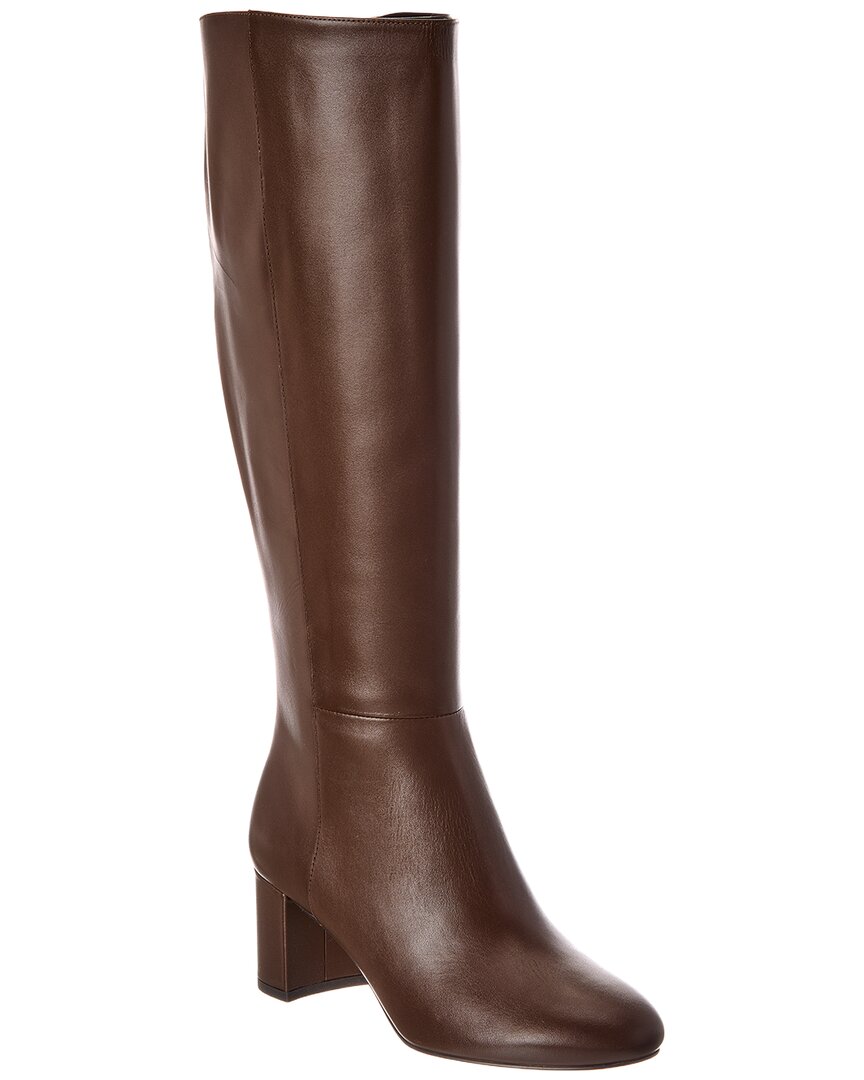 Stuart Weitzman Celina Zip Leather Knee-high Boot In Brown