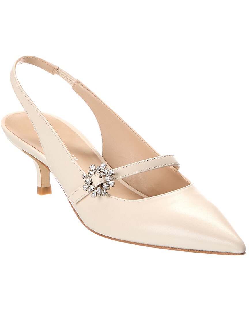 Stuart Weitzman Aura Mary Jane Leather Slingback Pump In Neutral