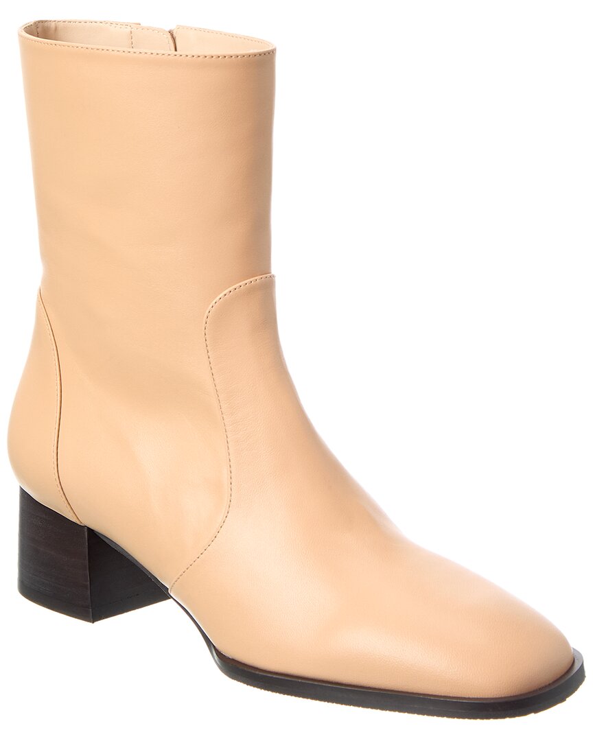 Stuart Weitzman Nola Zip Leather Bootie In Neutral