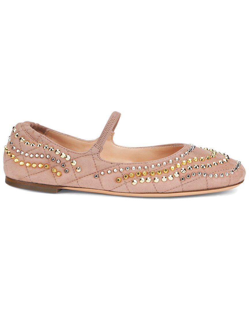 Agl Attilio Giusti Leombruni Agl Iris Studs Suede Ballet Flat In Brown