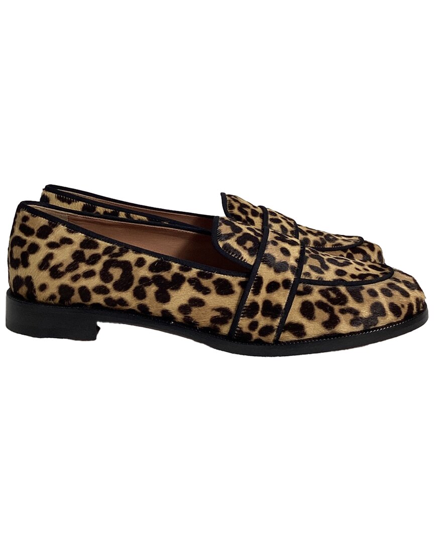 Aquazzura Martin Grosgrain-trimmed Loafers In Animal Print Ponyhair In Black