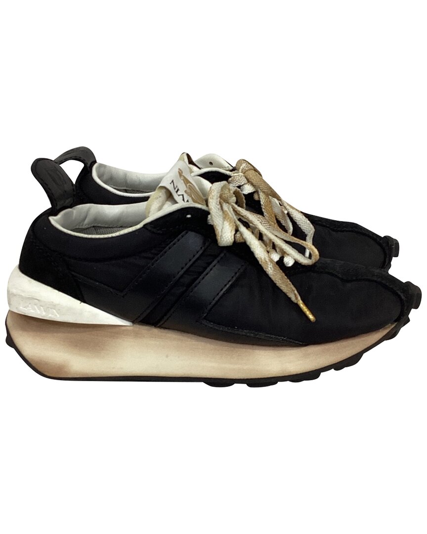Lanvin Bumper Distressed Sneakers In Black Nylon In Black