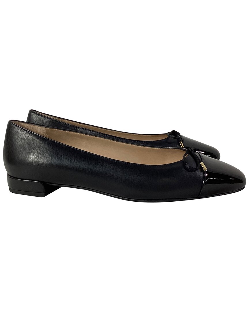 Stuart Weitzman Women's Leather Sleek Cap Toe Bow Flat, Size Us | 4.5  (authentic Pre-loved)