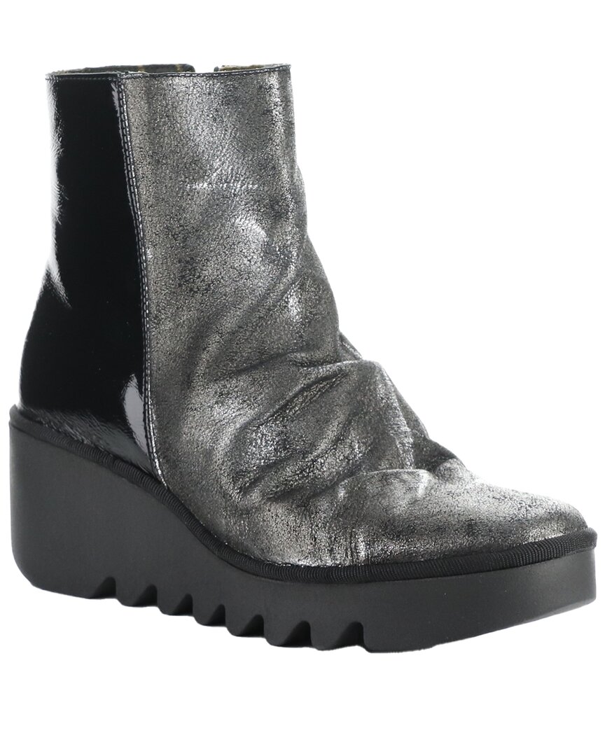 Fly London Baan Leather & Patent Boot In Black