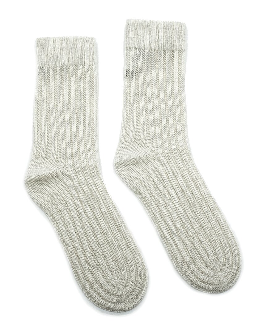 Portolano Cashmere Ribbed Socks In White
