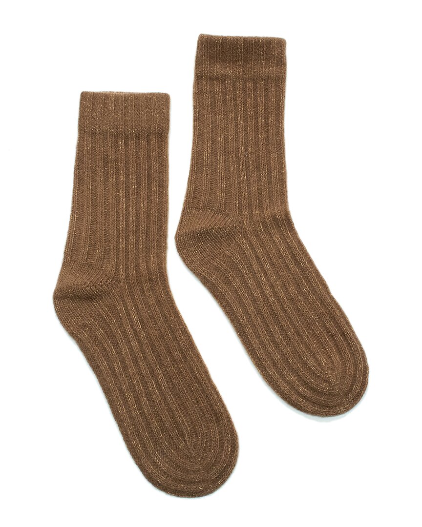 Portolano Cashmere Ribbed Socks In Brown