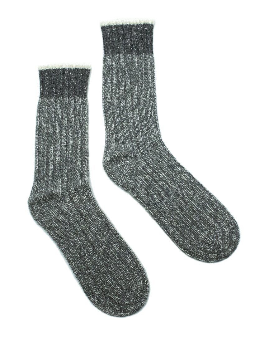 Portolano Cashmere Tweeded Socks In Grey