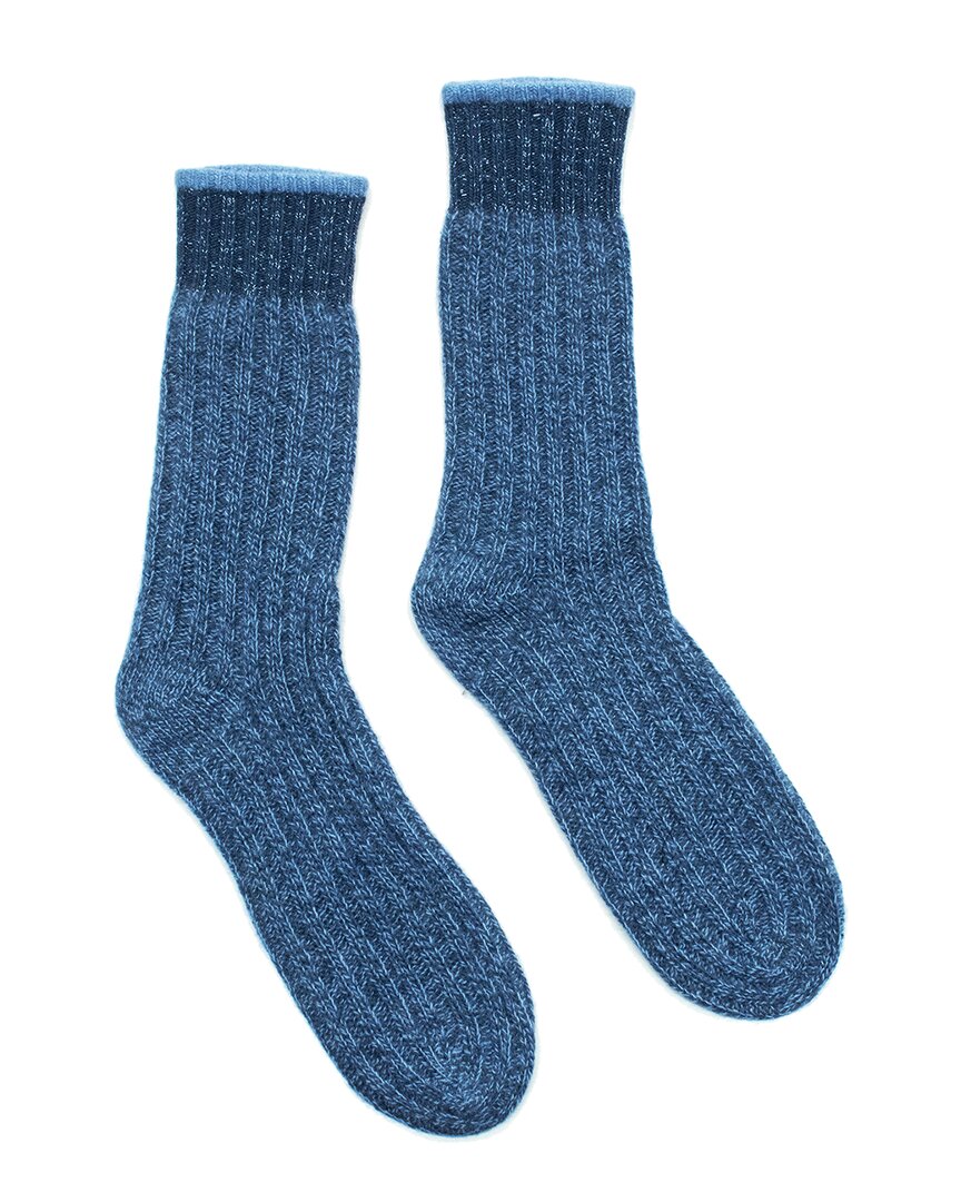 Portolano Cashmere Tweeded Socks In Blue