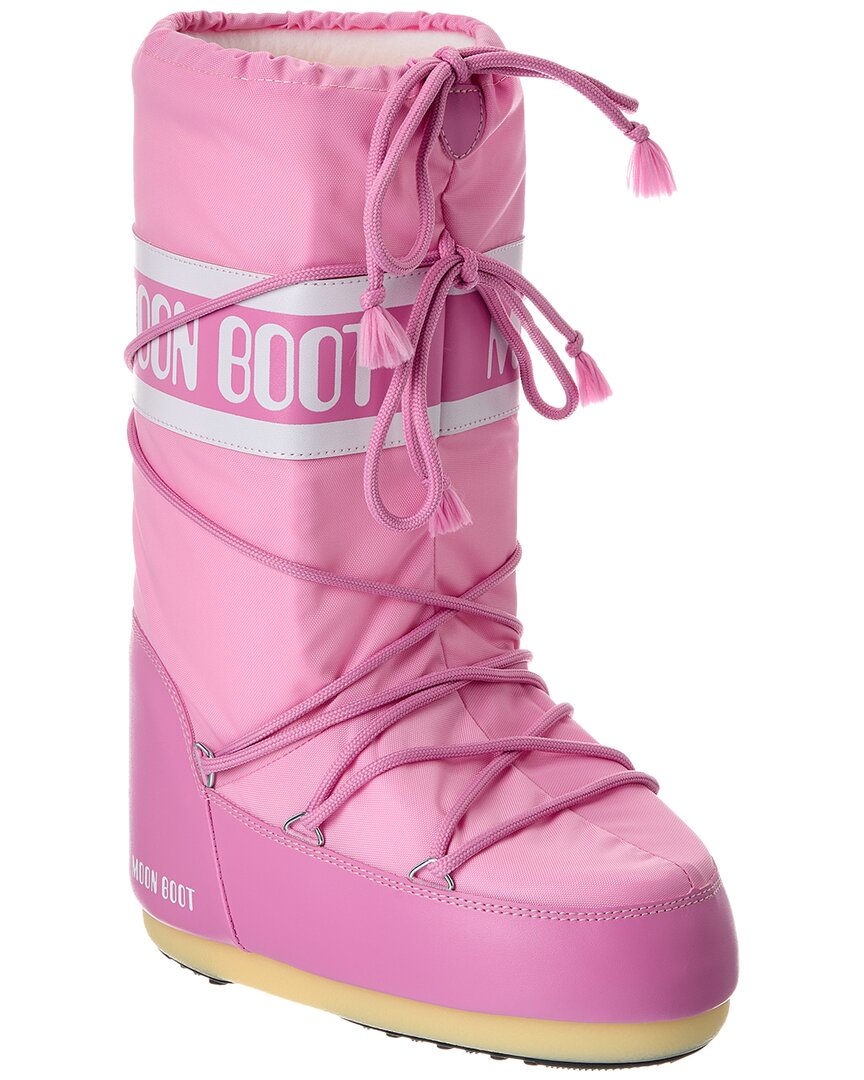 Moon Boot Pink Nylon And Synthetic Leather Icon Boots In Multi