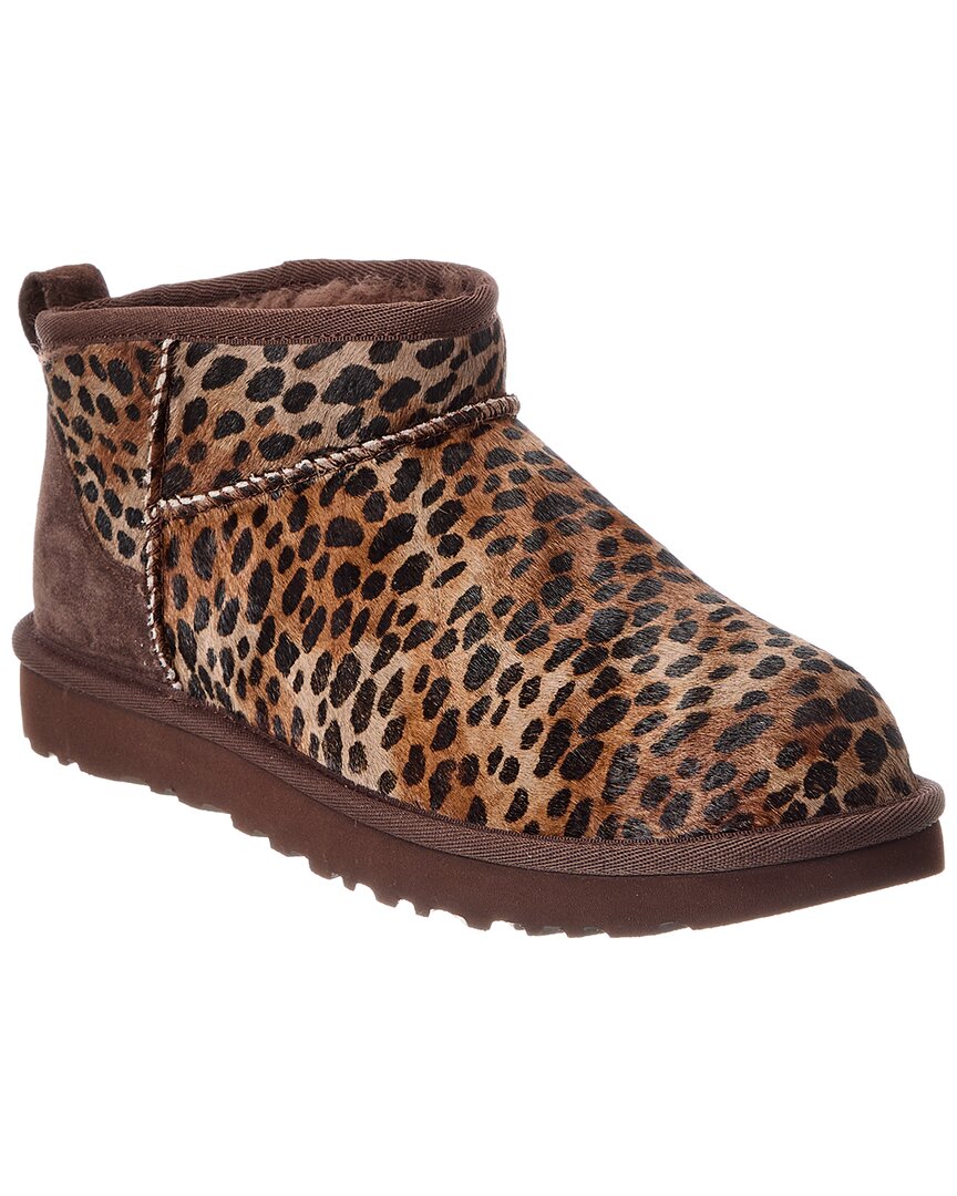 Ugg Classic Ultra Mini Caspian Haircalf & Suede Boot In Brown