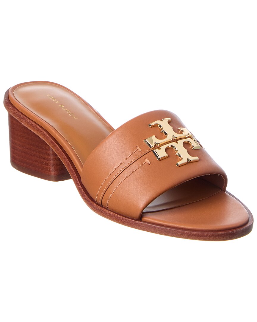 Tory Burch Everly Block Heel Leather Sandal In Brown