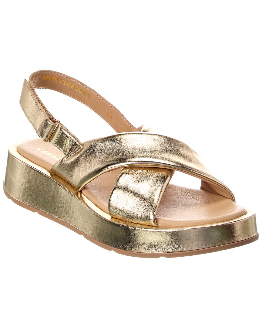 La Canadienne Axis Leather Platform Sandal In Gold