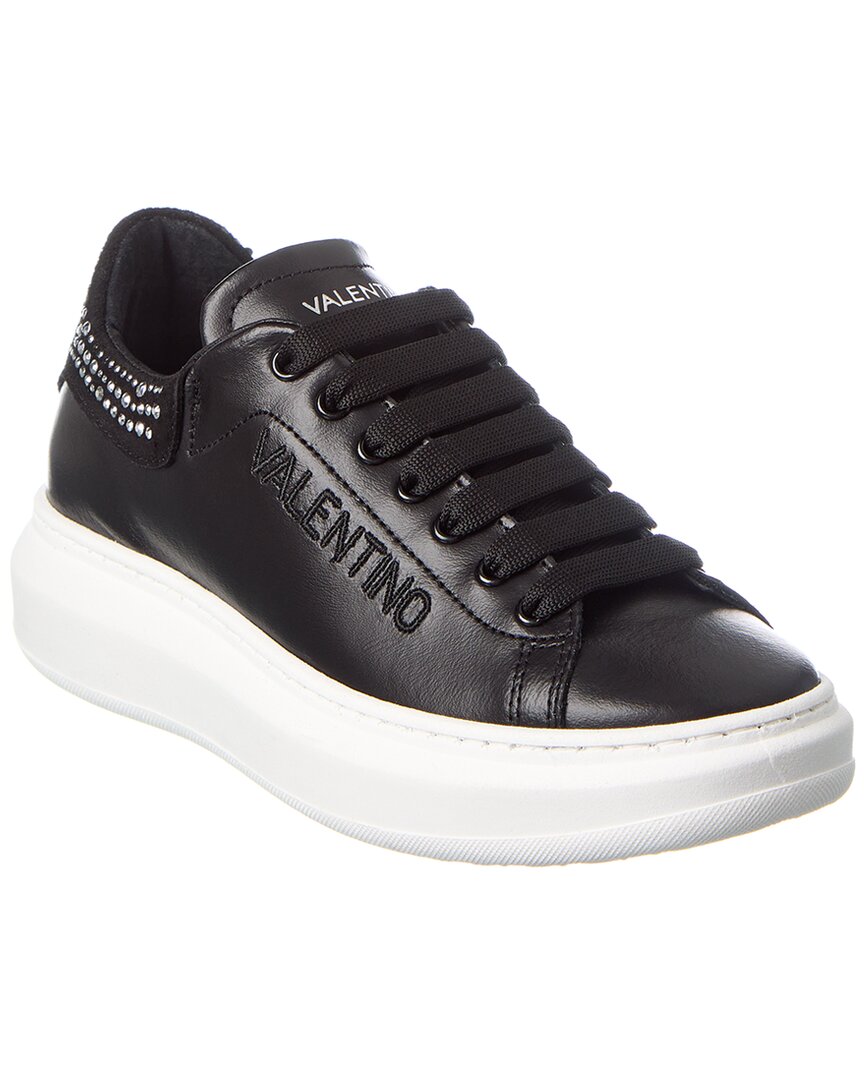 Valentino By Mario Valentino Fresia Sparkling Leather Sneaker In Black