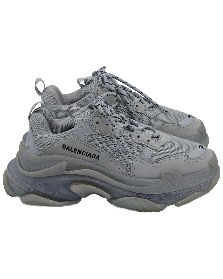 Balenciaga Polyester Clear Sole Triple S Sneaker (authentic Pre-loved) In Gray