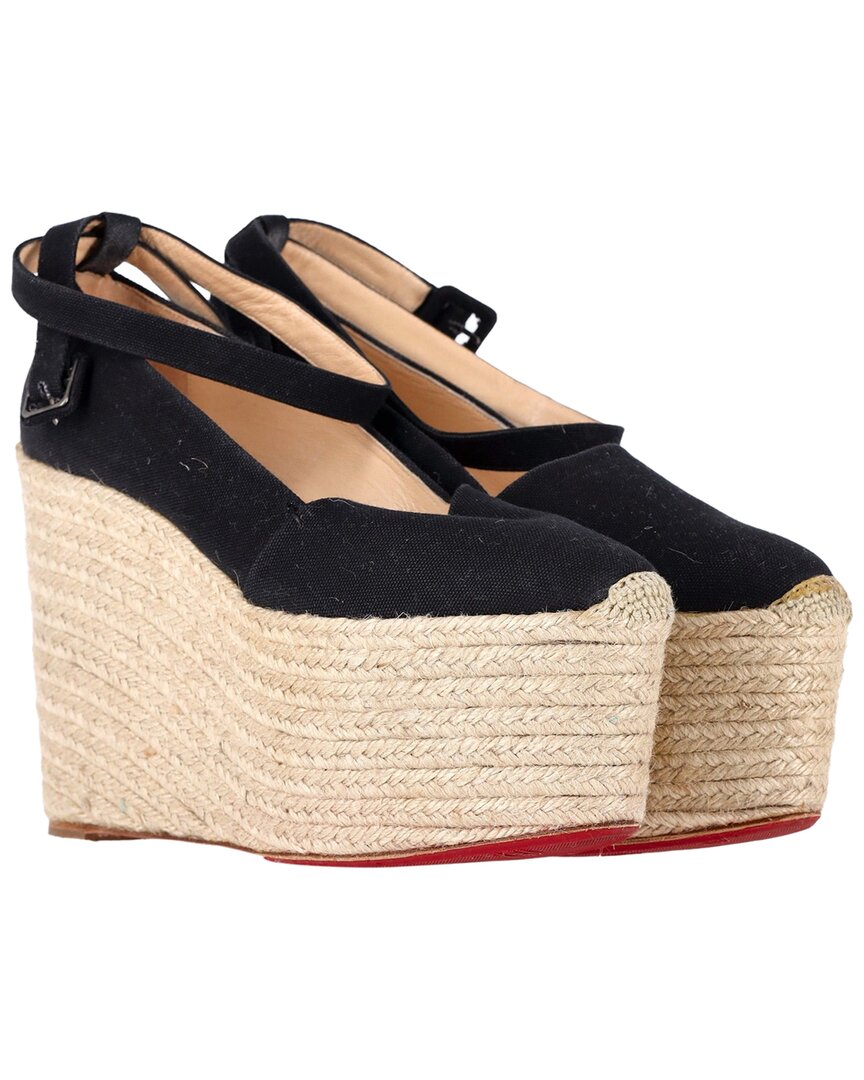 Christian Louboutin Women's Canvas Dehia Espadrille Platform Wedge (authentic Pre-loved) In Multi
