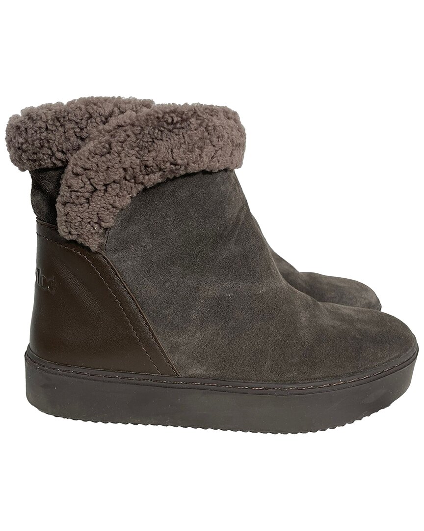Chloé Women's Suede Juliet Sheared Bootie (authentic Pre-loved) In Green