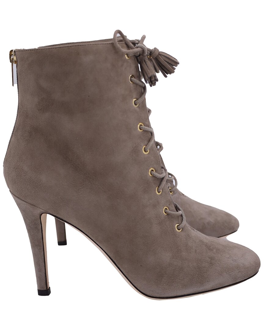 Jimmy Choo Women's Suede Cinder Lace-up Bootie (authentic Pre-loved) In Brown