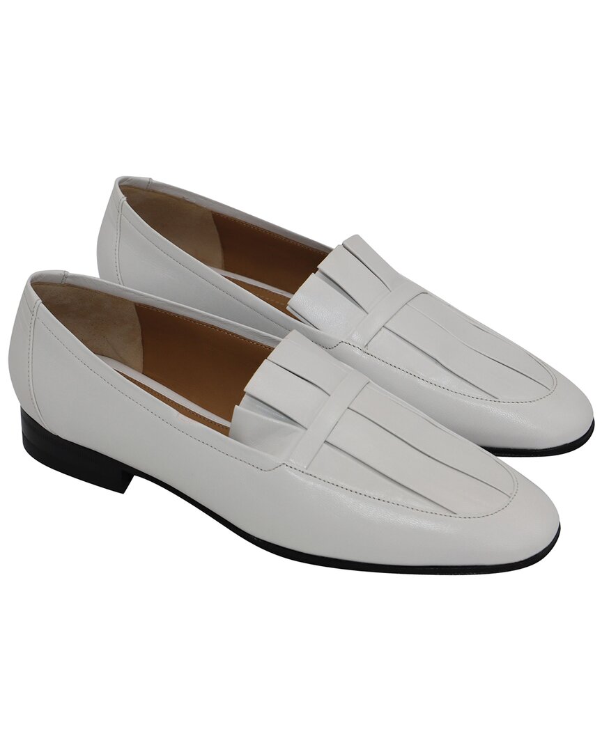 The Row Women's Leather Adam Pleat Moccasin Flat (authentic Pre-loved) In Gray