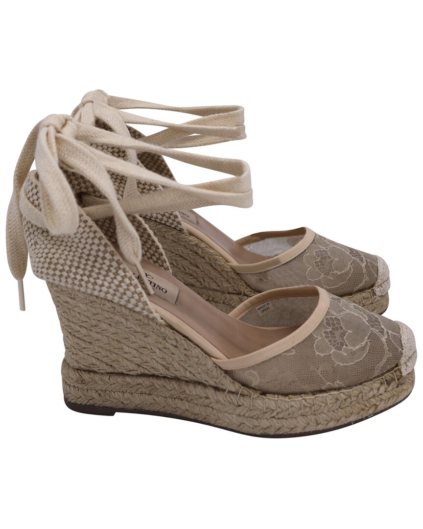 Valentino Garavani Valentino Women's Raffia Espadrille Wedge Sandal (authentic Pre-loved) In Brown