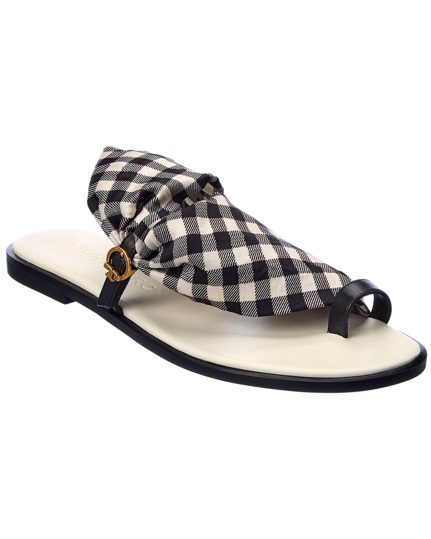 Tory Burch Selby Scarf Leather Sandal In White | ModeSens