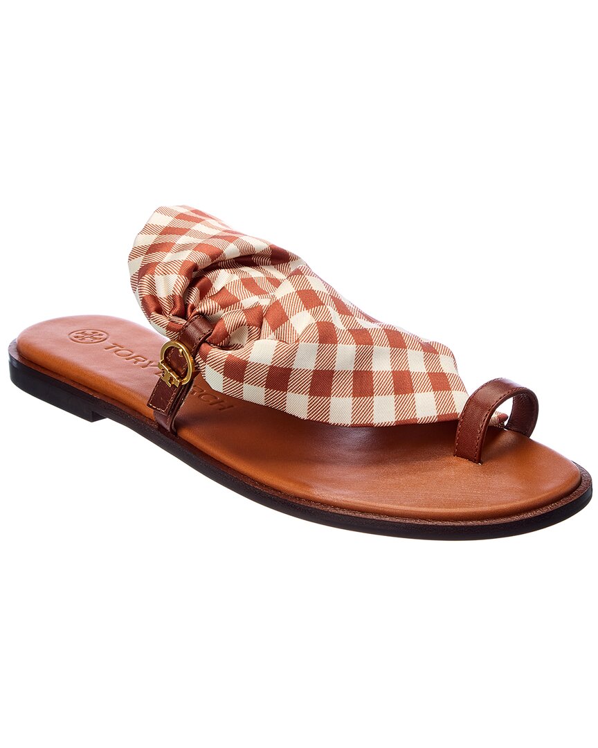 Tory Burch Selby Scarf Leather Sandal In Brown | ModeSens
