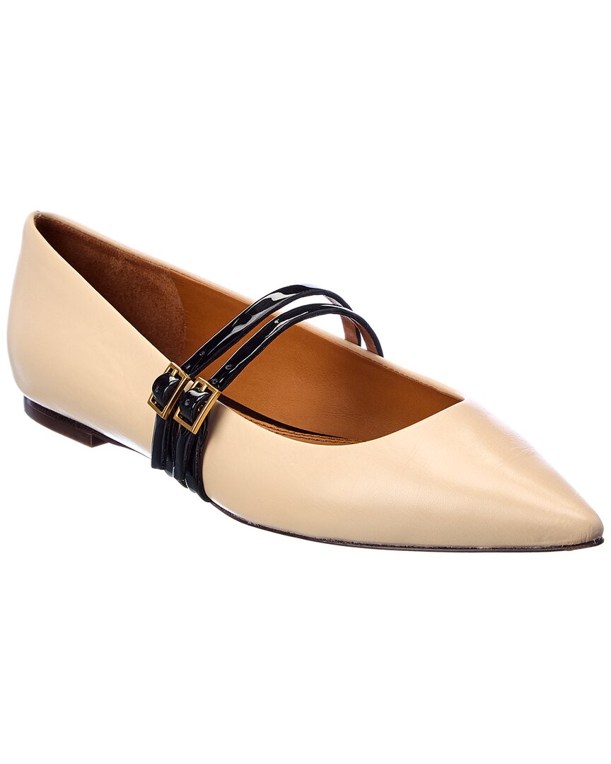 Tory Burch 2 Band Leather Flat In White | ModeSens