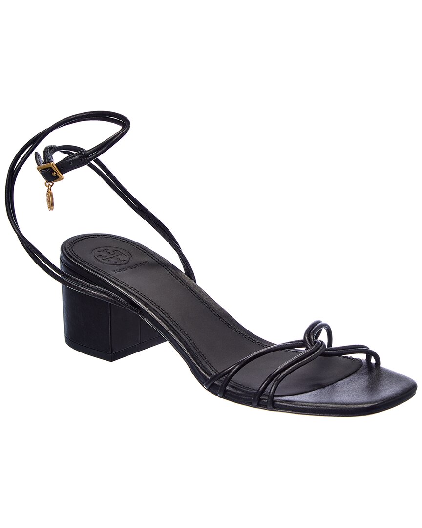 Tory Burch Mini Benton Knotted Strap Leather Sandal In Black