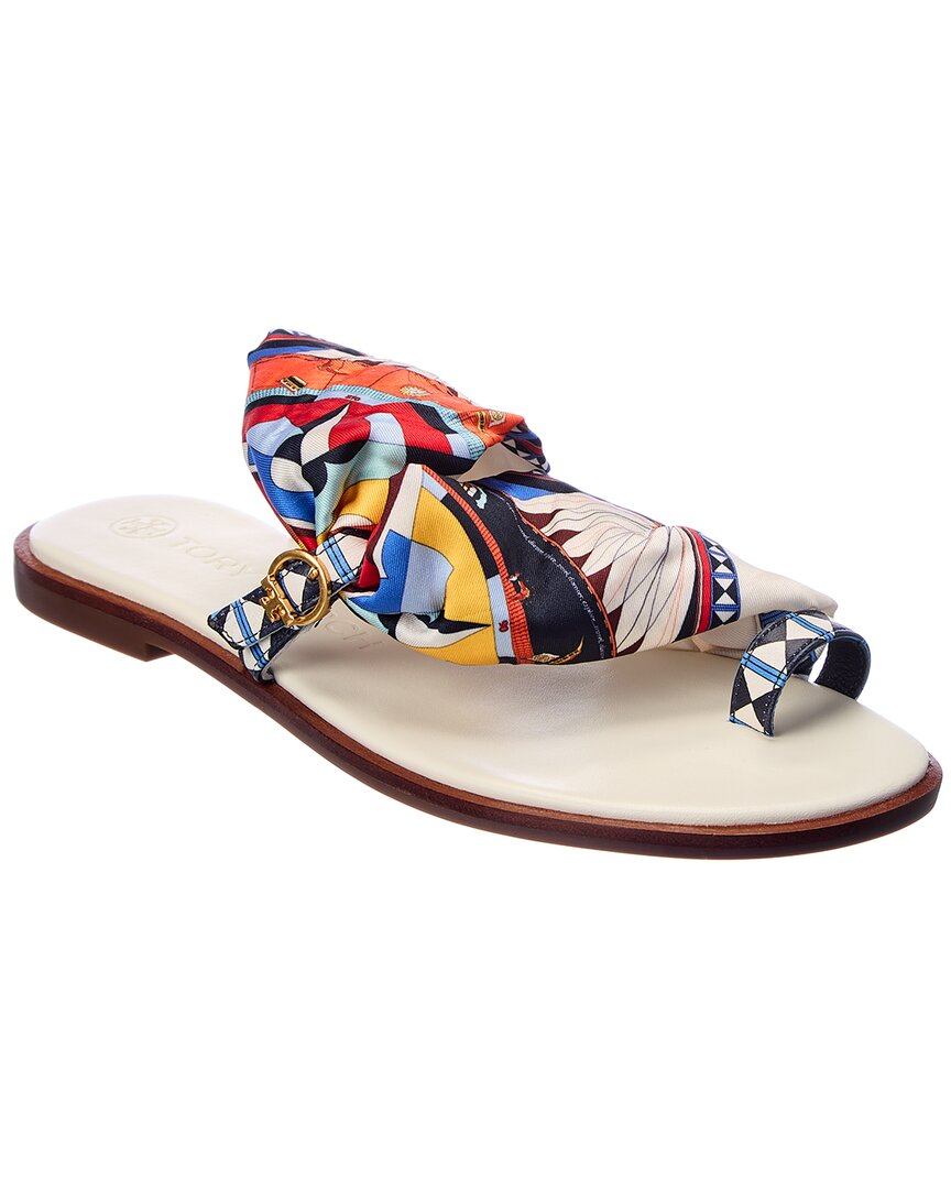 Tory Burch Selby Scarf Leather Sandal In White ModeSens