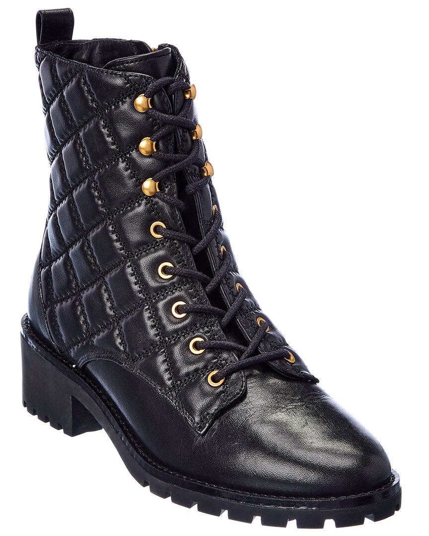 Tory Burch Quilted Leather Combat Boot In Black | ModeSens