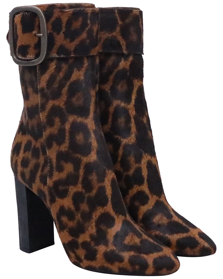 Saint Laurent Women's Pony Hair Bootie (authentic Pre-loved) In Brown