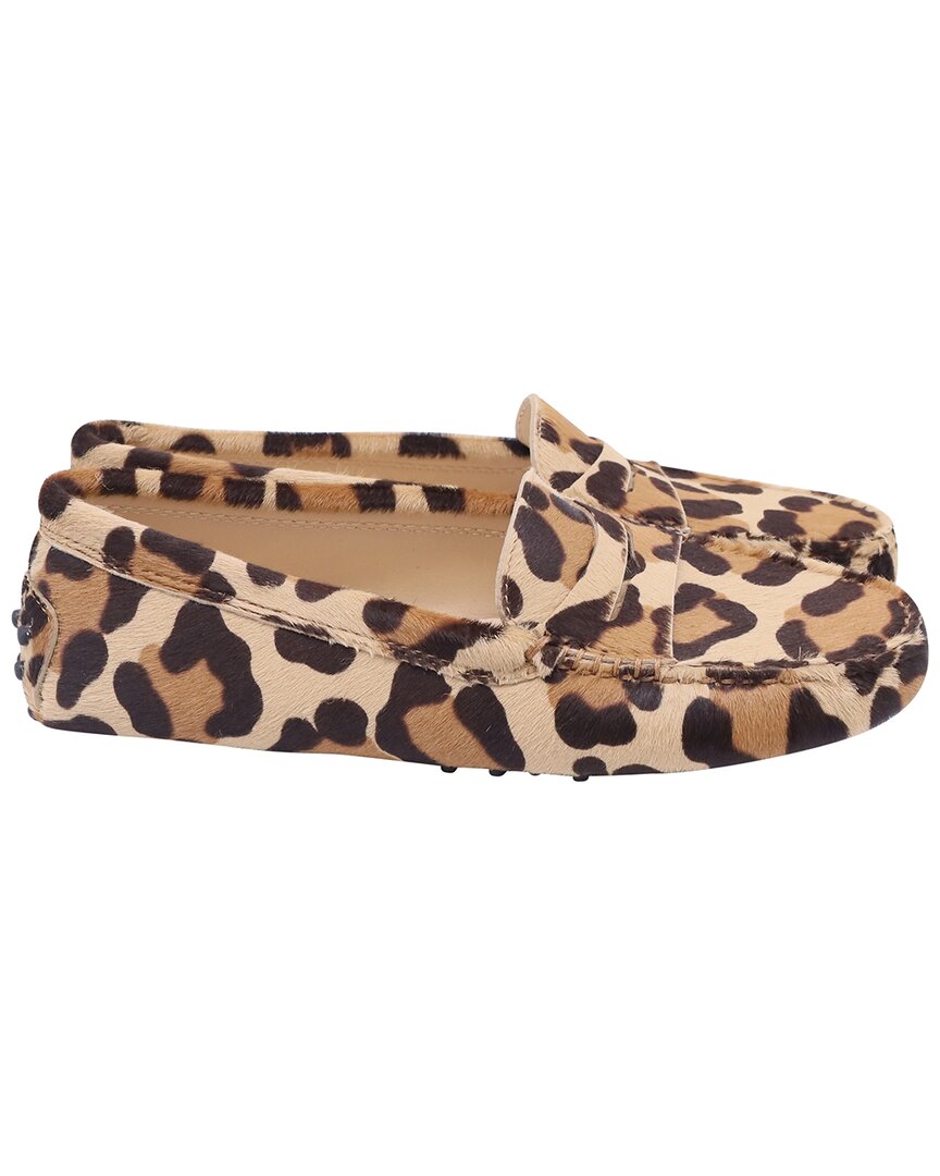 Tod's Women's Wool/hair Gommino Leopard-print Loafer (authentic Pre-loved) In Brown
