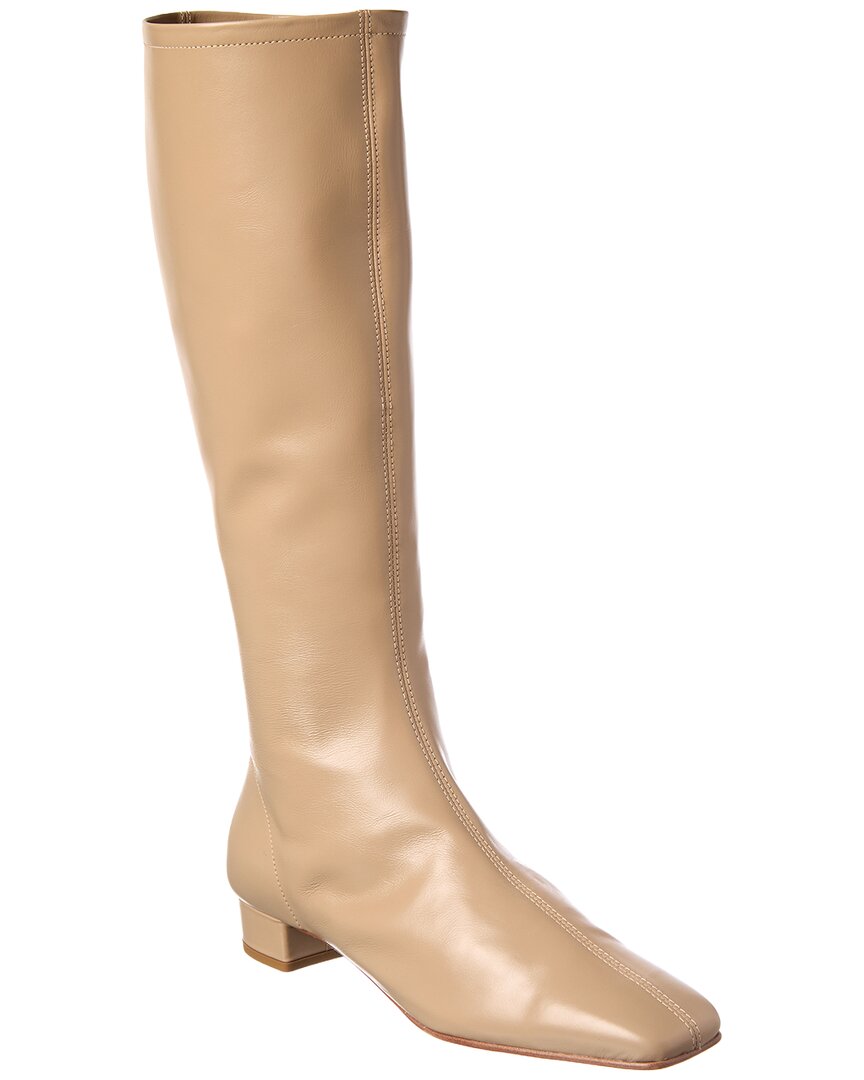 By Far Edie Leather Knee-high Boot In Neutral