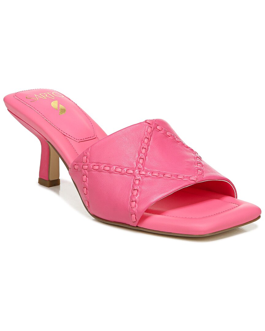 Franco Sarto Leather Kitten Heel Sandal In Pink