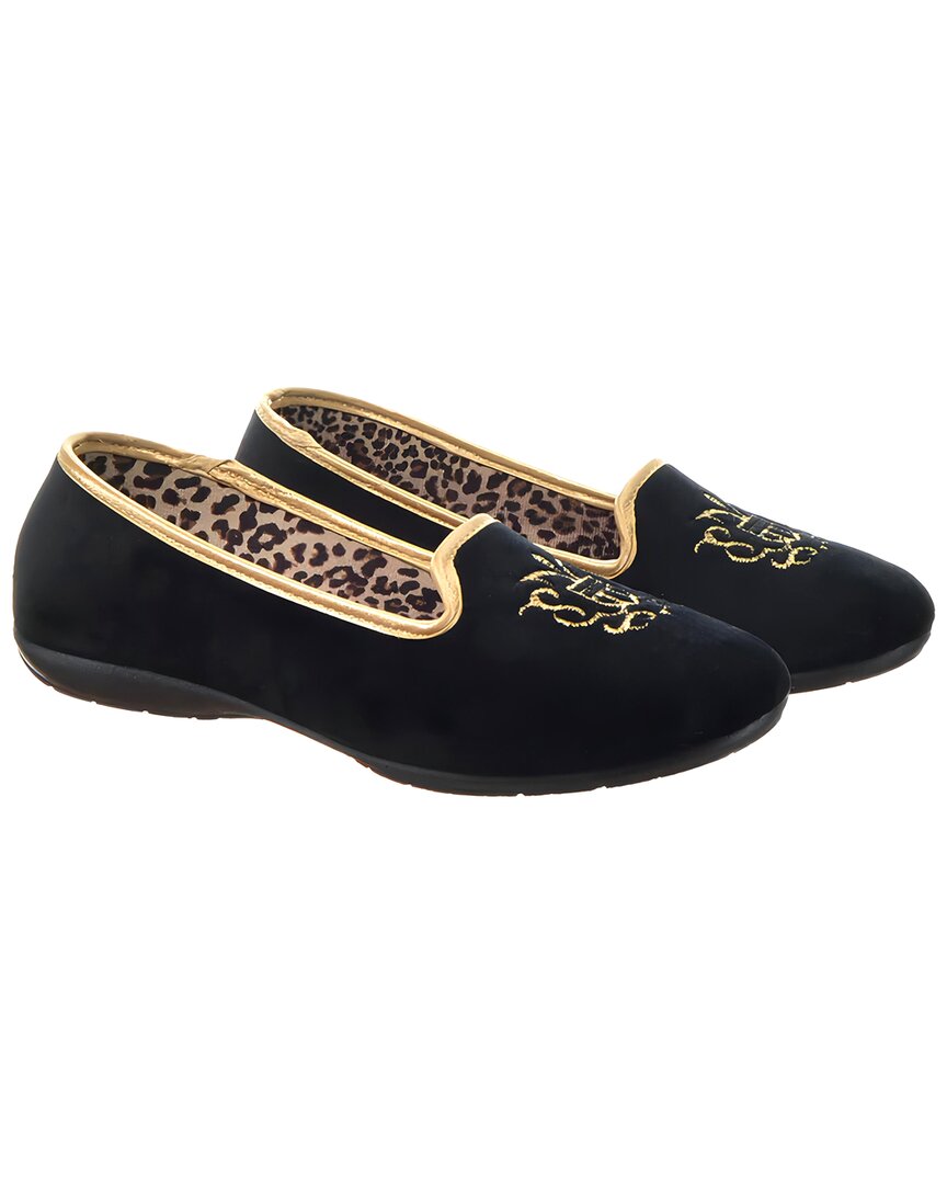 Menina Step Royal Leather Slipper In Black