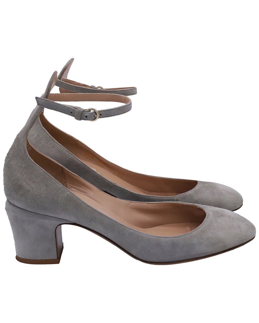 Valentino Women's Suede Tan-go Mary Jane Pump (authentic Pre-loved) In Gray