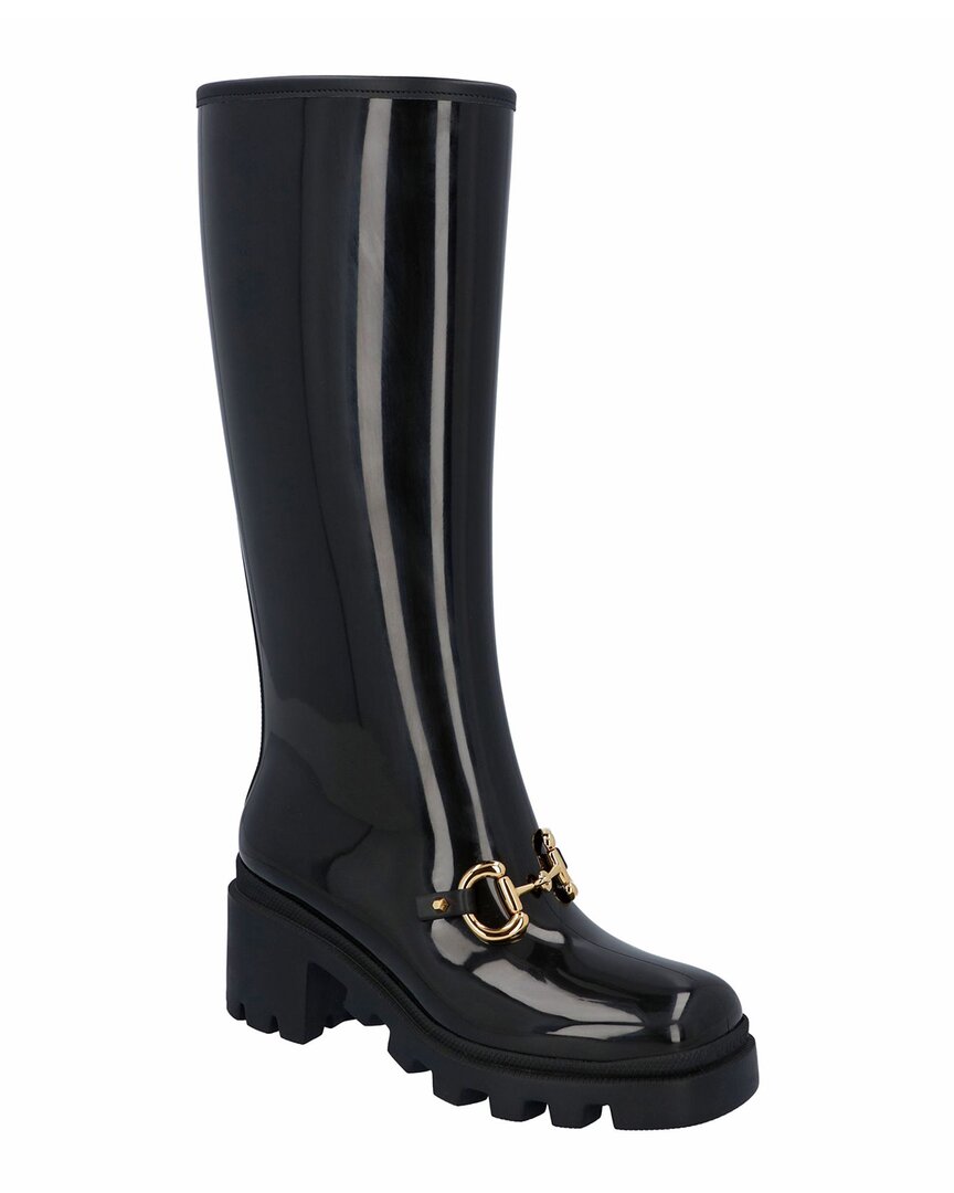 Gucci Women's Rubber Knee-high Boot (authentic Pre-loved) In Black