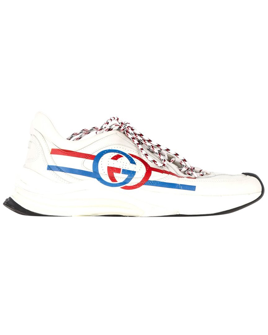 Gucci Men's Leather Run Low Top Sneaker (authentic Pre-loved) In White